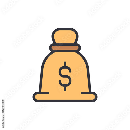 Money bag colored icons, minimalist vector illustration ,simple transparent graphic element .Isolated on white background