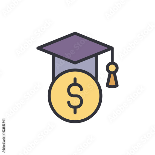 School budget colored icons, minimalist vector illustration ,simple transparent graphic element .Isolated on white background