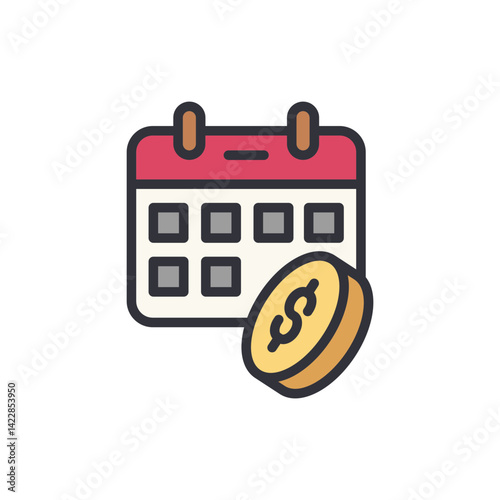 Budget schedule colored icons, minimalist vector illustration ,simple transparent graphic element .Isolated on white background