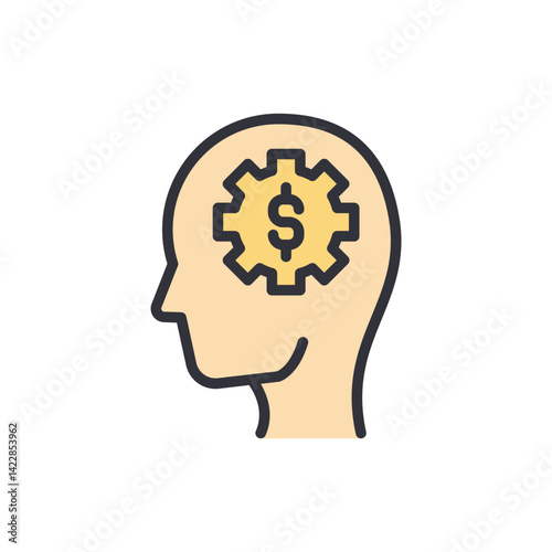 Budget thinking colored icons, minimalist vector illustration ,simple transparent graphic element .Isolated on white background