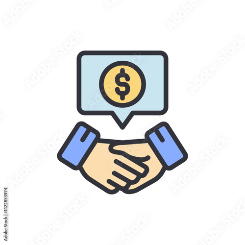 Budget agreement colored icons, minimalist vector illustration ,simple transparent graphic element .Isolated on white background