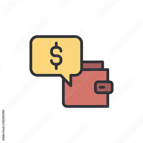 Budget wallet colored icons, minimalist vector illustration ,simple transparent graphic element .Isolated on white background