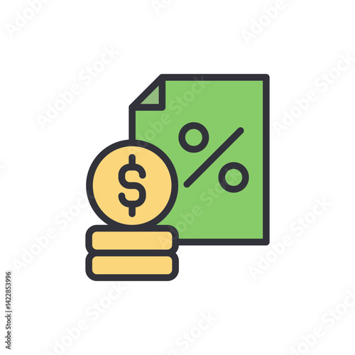 Budget tax colored icons, minimalist vector illustration ,simple transparent graphic element .Isolated on white background