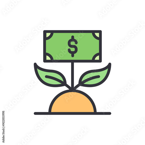 Budget investment colored icons, minimalist vector illustration ,simple transparent graphic element .Isolated on white background