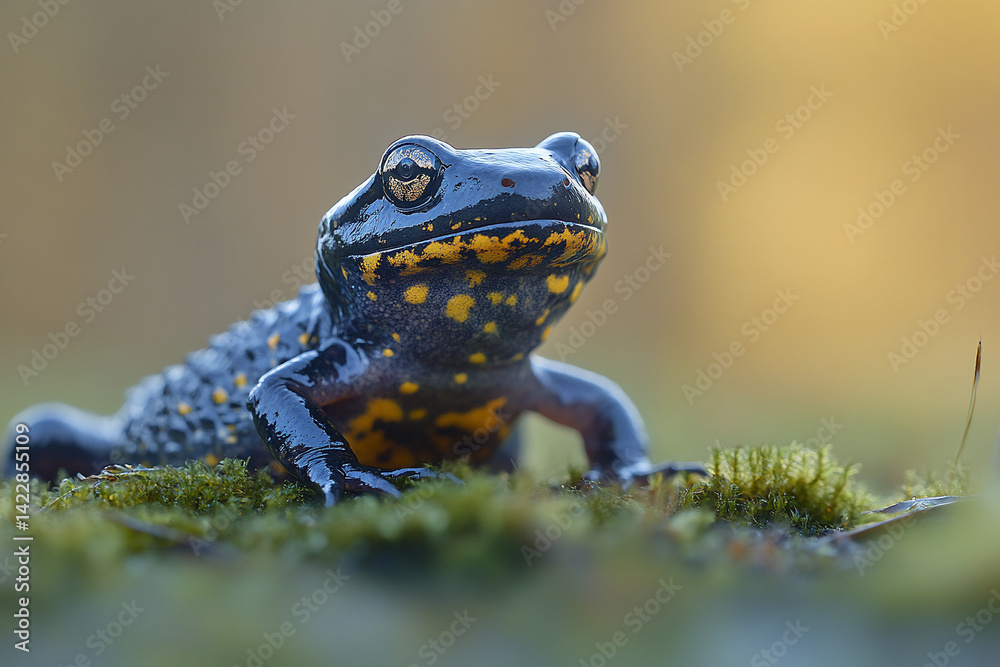 Obraz premium Dark amphibian on moss