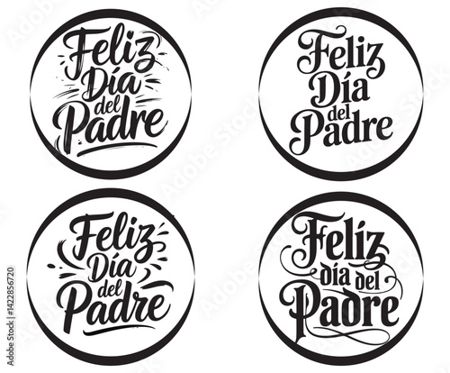 Feliz día del padre lettering collection set or bundle in spanish text phrases Happy father's Day calligraphic greeting card hand drawn vector art print, Tengo a un Super, Papa, Te quiero, Papa