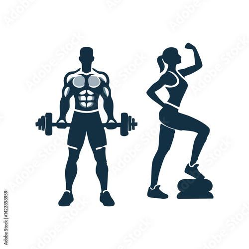 simple strongman, fitness logo vector illustration
