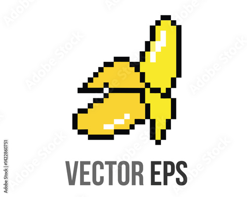 8 bits pixel art yellow fruit banana with skin icon