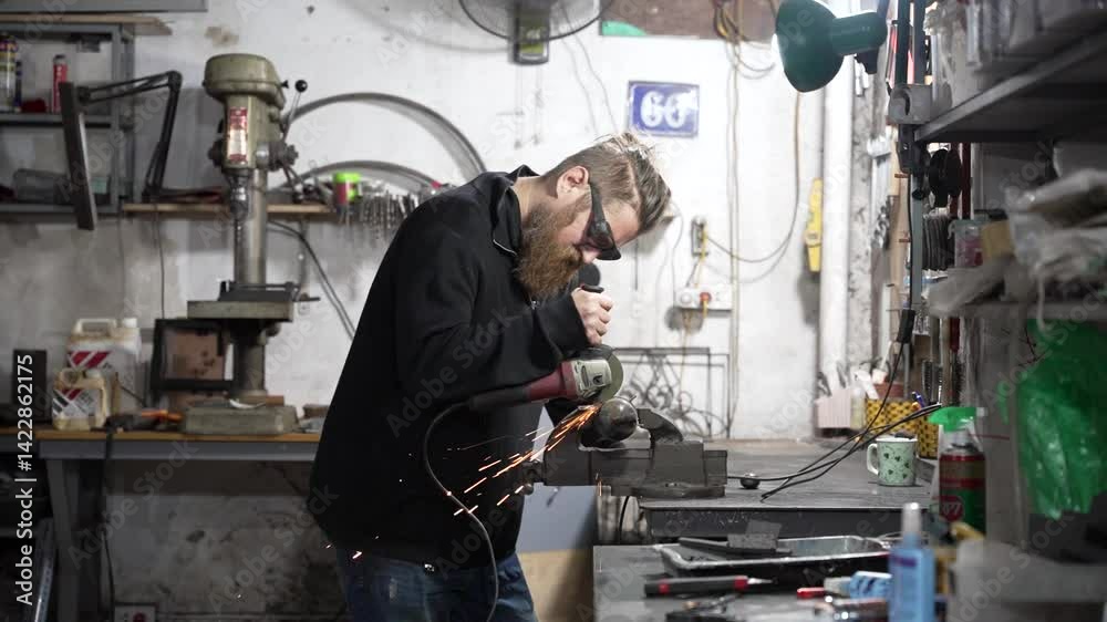 Industry job, electric angle grinder equipment, workstation facilities