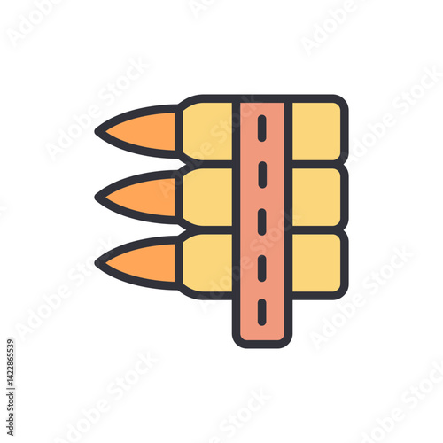 Rifle bullet colored icons, minimalist vector illustration ,simple transparent graphic element .Isolated on white background