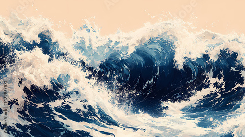 B'the vast ocean is surging with huge waves'. Infinity Breaker. Illustration