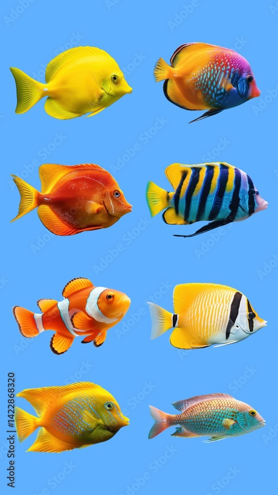 Fototapeta premium Colorful sea fish design element set