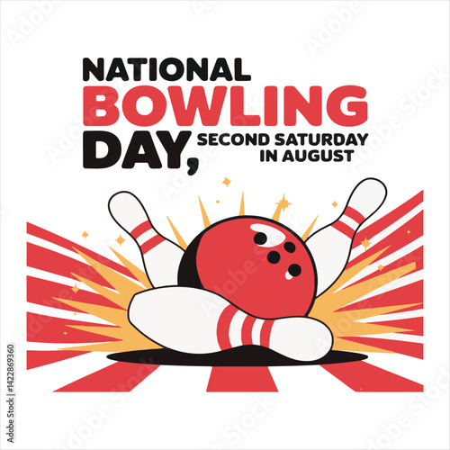 National Bowling Day Celebration Vector Design,Bowling Tournament Poster Template,Bowling Ball and Pins Sports Illustration,Retro Bowling Alley Event Banner,Bowling Championship Promotional Design