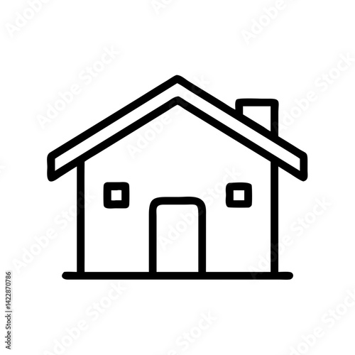 House icon illustration, symbol of home and shelter, minimalist design, monochrome style