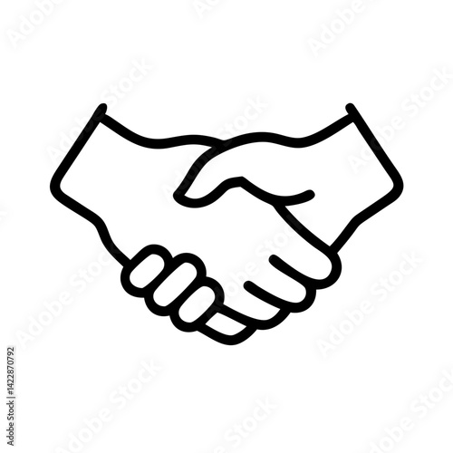 Handshake icon illustration, symbol of agreement and partnership, minimalist design, monochrome style