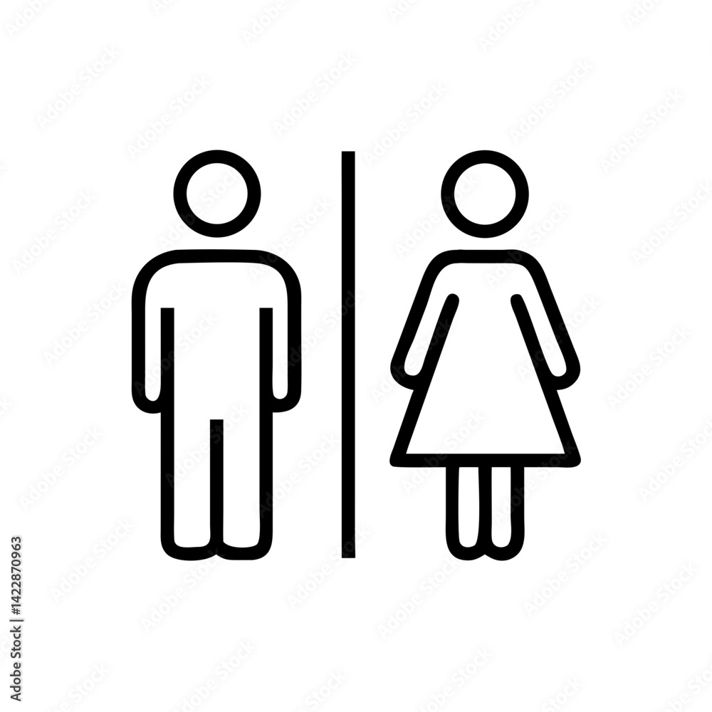 Restroom symbol in minimalist style on a white background Restroom symbol in minimalist style on a white background