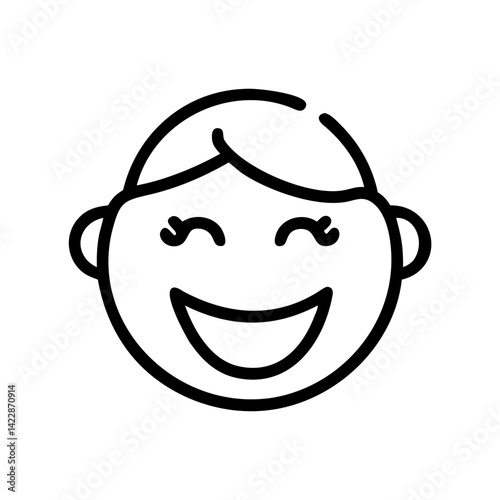 Smiley face in minimalist style on a white background