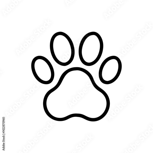 Paw print in minimalist style on a white background