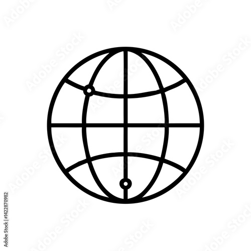Wireframe globe in minimalist style on a white background
