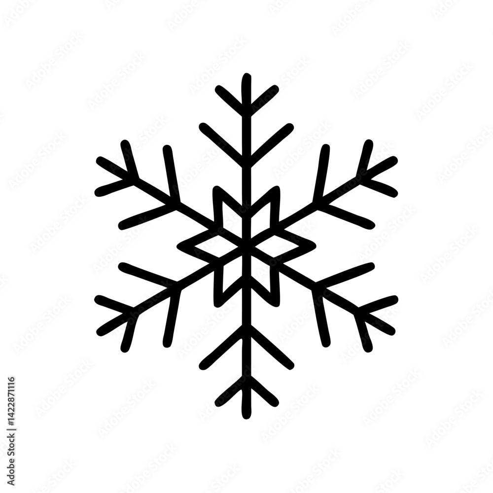 Snowflake in minimalist style on a white background Snowflake in minimalist style on a white background