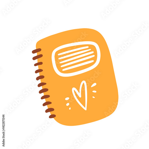 Adorable and Cute Orange Notebook Featuring a Beautiful Heart Design for Creative Ideas