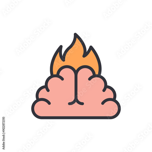 Burnout brain colored icons, minimalist vector illustration ,simple transparent graphic element .Isolated on white background