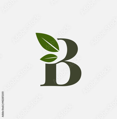 Letter B Nature Logo Design. Initial B Leaf Monogram Logo Identity for Brand