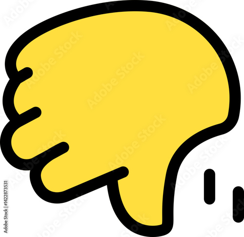 Thumbs down disagreement negative Cute Cartoon Hand Logo Icons yellow color, Chubby finger emoji sticker sign symbol, editable stroke.	