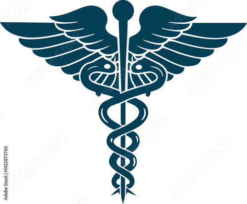 Artwork of a medical logo featuring background elements.