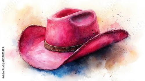 cowgirl hat clipart watercolor illustration watercolor style digital design illustration - stock photo