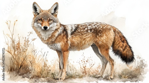 coyote clipart digital watercolor clipart detailed illustration - stock photo photo