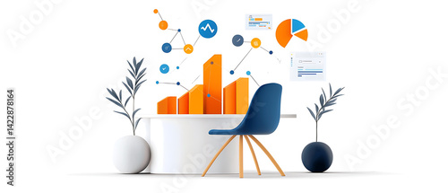 Data visualization trends in business analytics office space digital graphics modern environment informative perspective