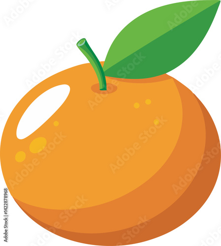A vibrant vector art illustration of a delicious clementine fruit, showcasing juicy segments and fresh leaves in a realistic, colorful style.