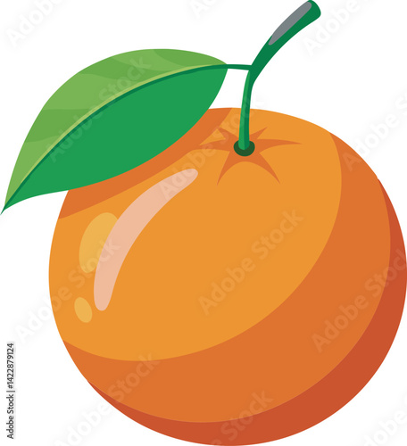 A vibrant vector art illustration of a delicious clementine fruit, showcasing juicy segments and fresh leaves in a realistic, colorful style.