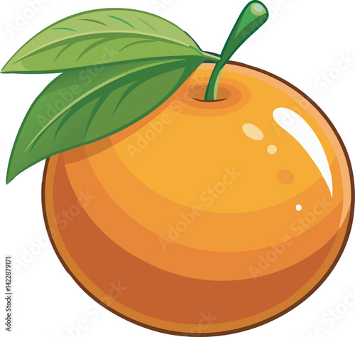 A vibrant vector art illustration of a delicious clementine fruit, showcasing juicy segments and fresh leaves in a realistic, colorful style.