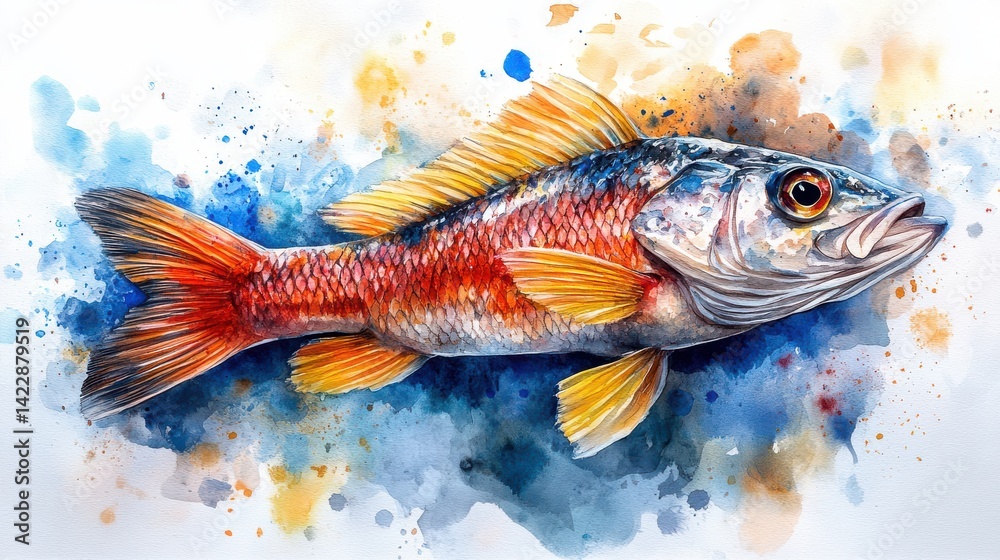 Fototapeta premium crappie clipart creative generative watercolor illustration detailed illustration - stock photo
