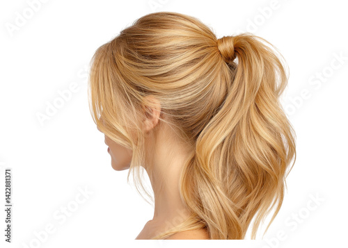 Blond hair in a ponytail. Hairstyle concept.