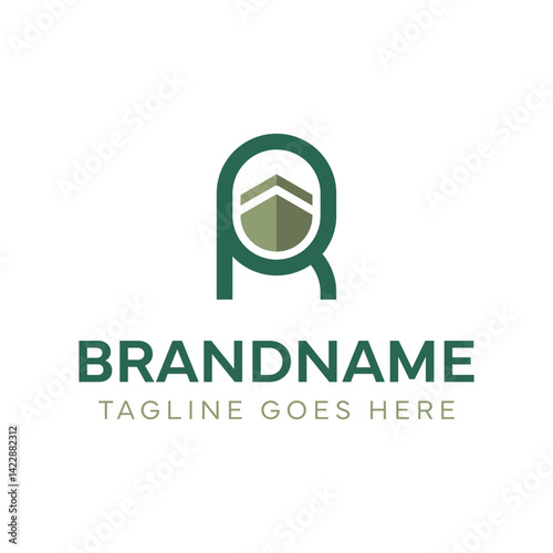 Letter R Kaaba Line Logo, for travel agencies that specialize in religious and cultural tours, such as Hajj or Umrah pilgrimages