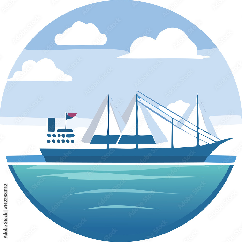 minimalist image of ships entering harbour logo vector minimalist image of ships entering harbour logo vector