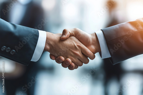 Two people shaking hands in cooperation