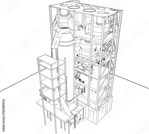 3D illustration of industrial project