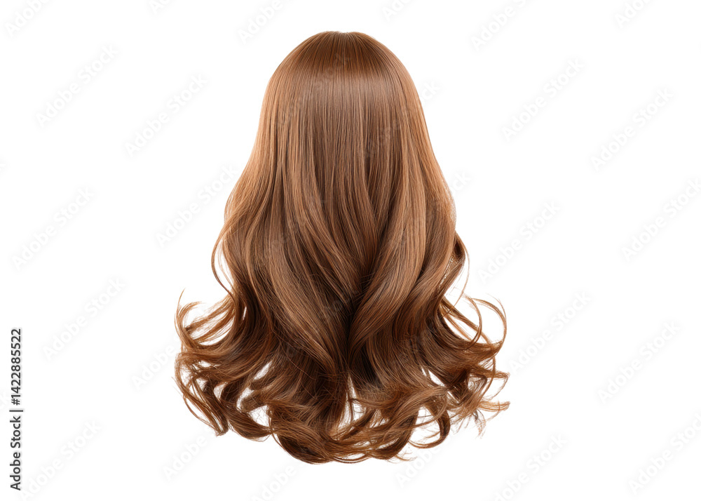Fototapeta premium Wavy brown hair on a transparent background. Concept of beauty, hairstyle, and fashion.