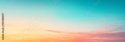 A tranquil gradient sky blending soft blues and warm oranges, evoking a serene, peaceful atmosphere at dawn or dusk.
