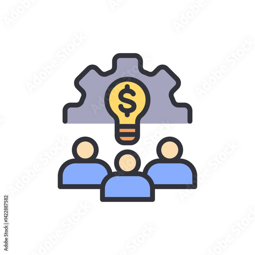 Business idea colored icons, minimalist vector illustration ,simple transparent graphic element .Isolated on white background
