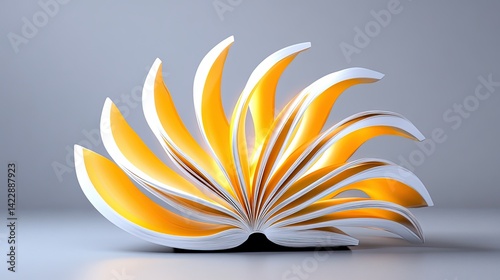 Creative Open Book with Radiant Pages, Abstract Art Design