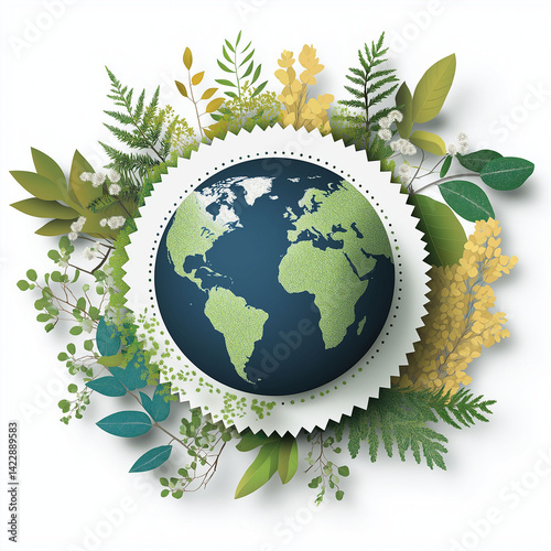 Net zero emissions commitment. Carbon transition. Climate transport. Sustainability transition. Image of a carbon-neutral badge related to climate commitment.