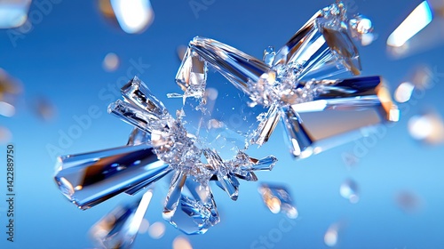 Abstract Crystal Formation with Light Reflection and Transparency Effects