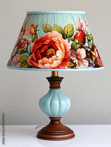 Charming floral table lamp in shabby chic style for cozy home decor and warm ambiance