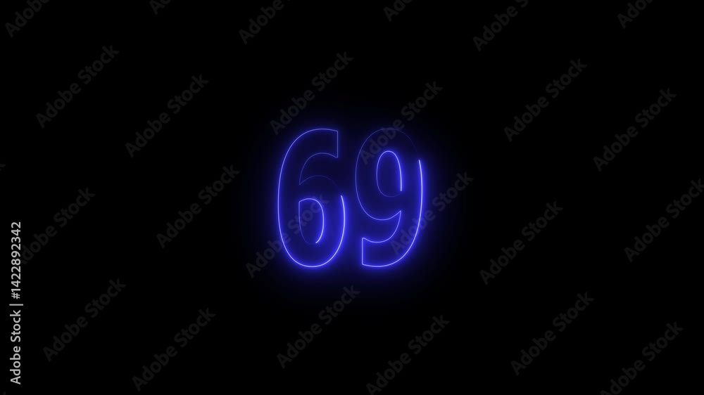 Glowing neon countdown 69number animation. Countdown timer number animation. Glowing neon countdown 69number animation. Countdown timer number animation.