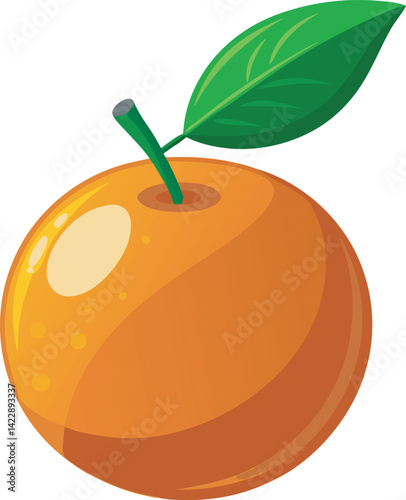 A vibrant vector art illustration of a delicious clementine fruit, showcasing juicy segments and fresh leaves in a bright, appealing style